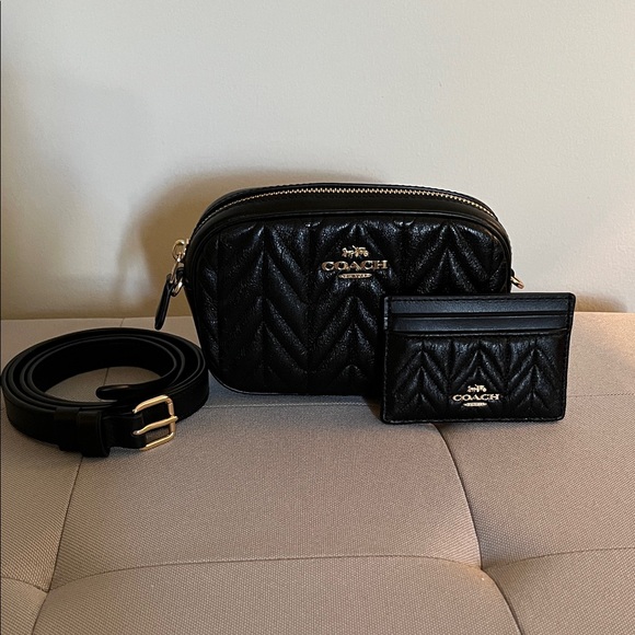 Coach Handbags - Coach Quilted Belt Bag w/Card Case